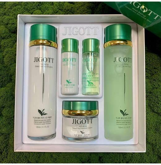 Набор косметический для лица с экстрактом зеленого чая Jigott Well-Being Green Tea Skin Care 3Set