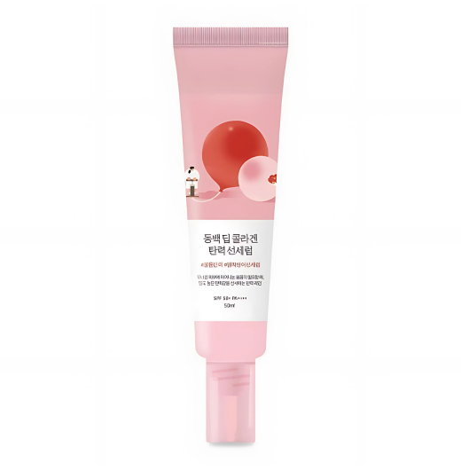 Солнцезащитная сыворотка с коллагеном Round Lab Camellia Deep Collagen Firming Sun Serum SPF50+ PA++++