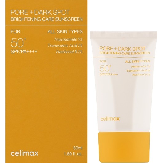 Осветляющий солнцезащитный крем Celimax Pore+Dark Spot Brightening Care Sunscreen SPF50+ PA++++, 50мл