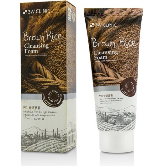 Пенка для умывания на основе коричневого риса 3W Clinic Brown Rice Foam Cleansing, 100 мл