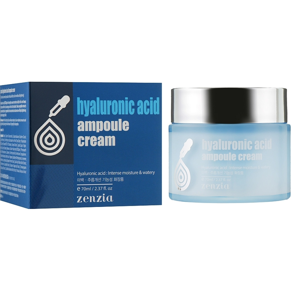 Увлажняющий крем для лица с гиалуроновой кислотой Zenzia Hyaluronic Acid Ampoule Cream, 70 мл