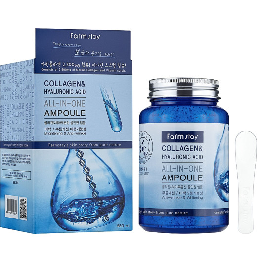 Многофункциональная ампульная сыворотка FarmStay Collagen & Hyaluronic Acid All-In-One Ampoule (250мл)