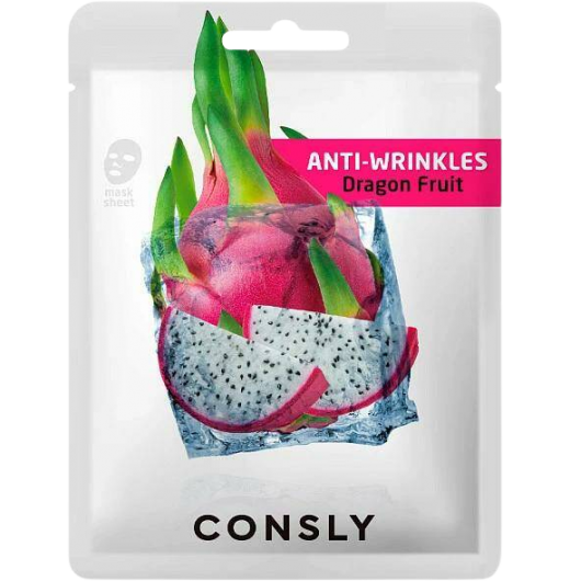 Тканевая маска антивозрастная с экстрактом драгонфрута Consly Dragon Fruit Anti-Wrinkles Mask Pack (20 мл)