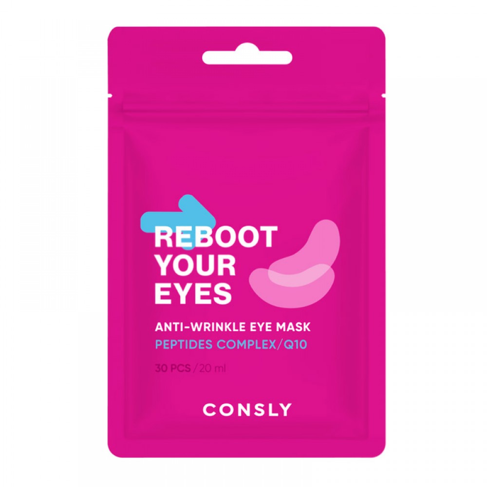 Патчи тканевые антивозрастные Consly Eyes Reboot Peptides Q10 Anti-Wrinkle Eye Mask 30шт