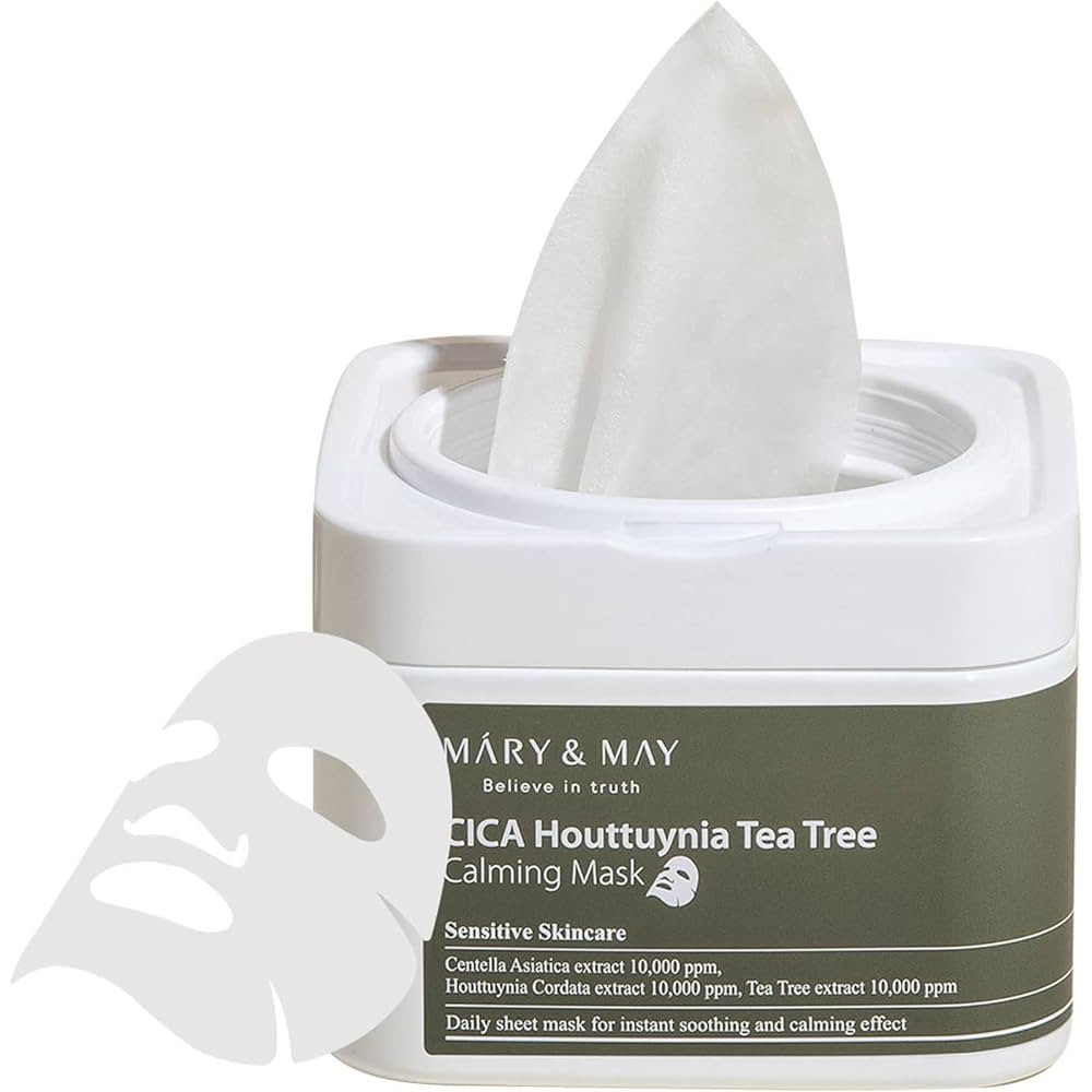 Набор тканевых масок успокаивающих Mary&May Cica  Houttuynia Tea Tree Calming Mask 30шт
