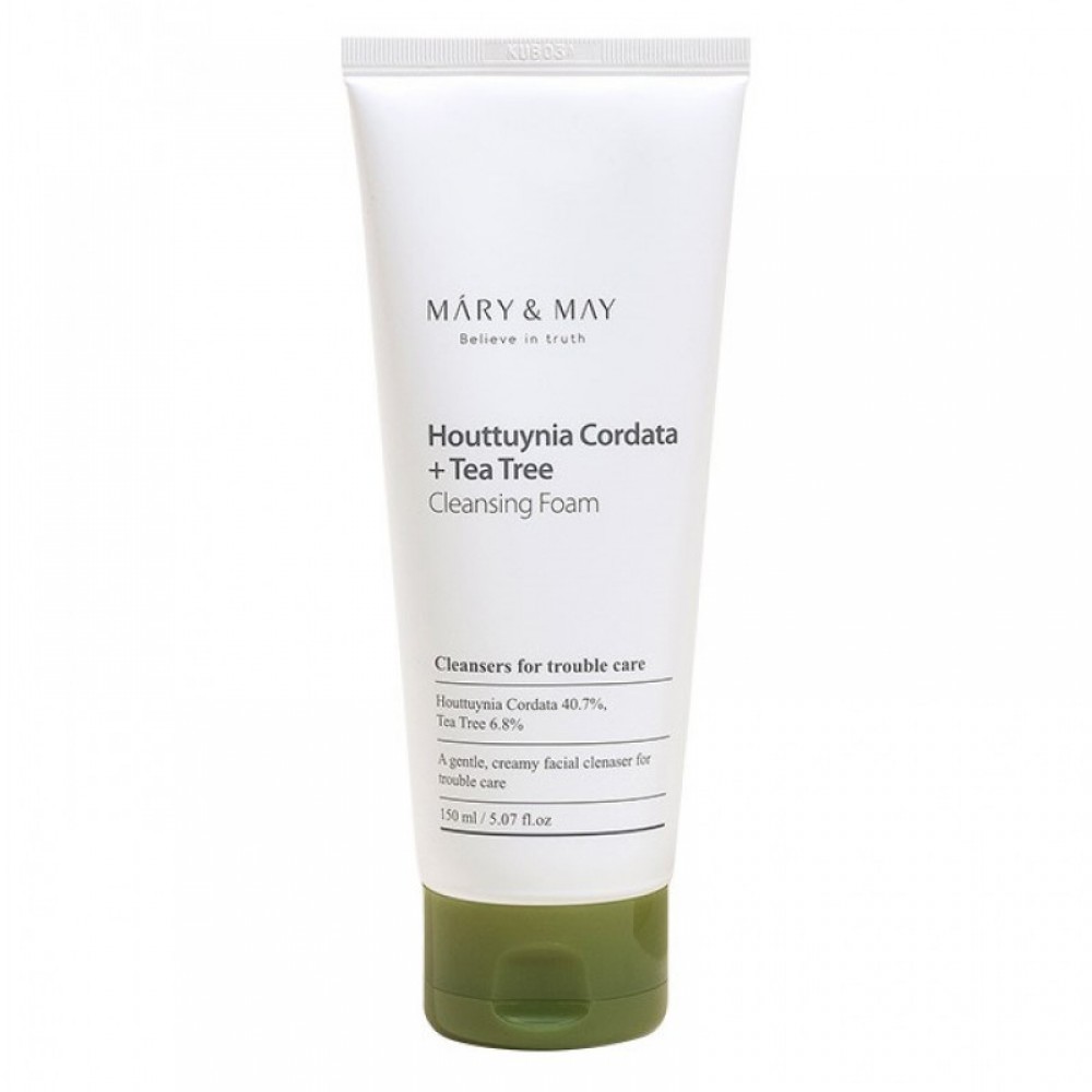 Пенка для умывания с хауттюйнией и чайным деревом Mary&May Houttuynia Cordata  Tea Tree Cleansing Foam 150мл