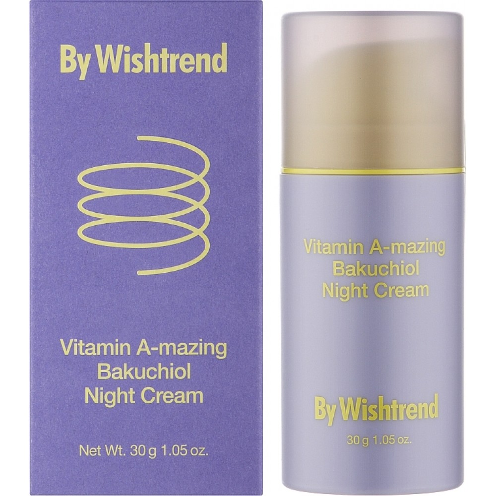 Ночной крем с ретинолом и бакучиолом By Wishtrend Vitamin A-mazing Bakuchiol Night Cream, 30мл Ночной крем с ретинолом и бакучиолом By Wishtrend Vitamin A-mazing Bakuchiol Night Cream, 30мл