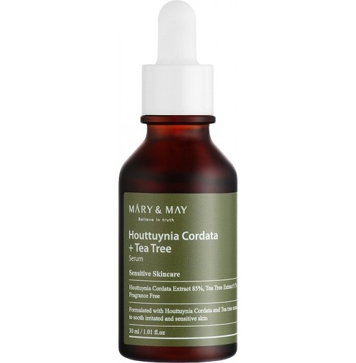 Успокаивающая ампула с хауттюйнией и чайным деревом Mary&May Houttuynia Cordata + Tea Tree Serum, 30мл