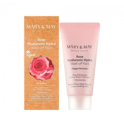 Маска для лица глиняная Mary&May Rose Hyaluronic Hydra Glow Wash Off Pack, 30мл