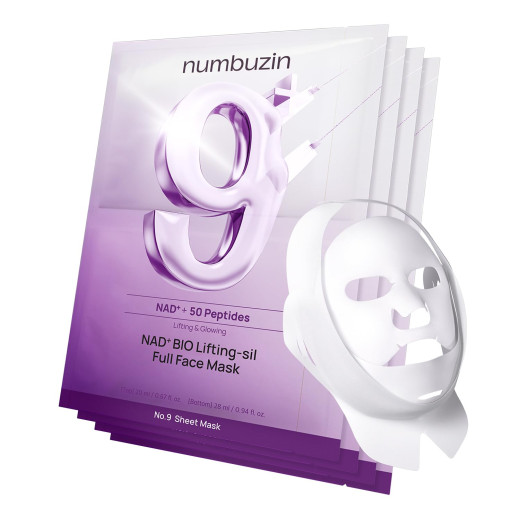 Лифтинг маска для эластичности кожи Numbuzin No.9 NAD Bio Lifting Full Cover Facial Mask 4шт+Fabric Lifting Band