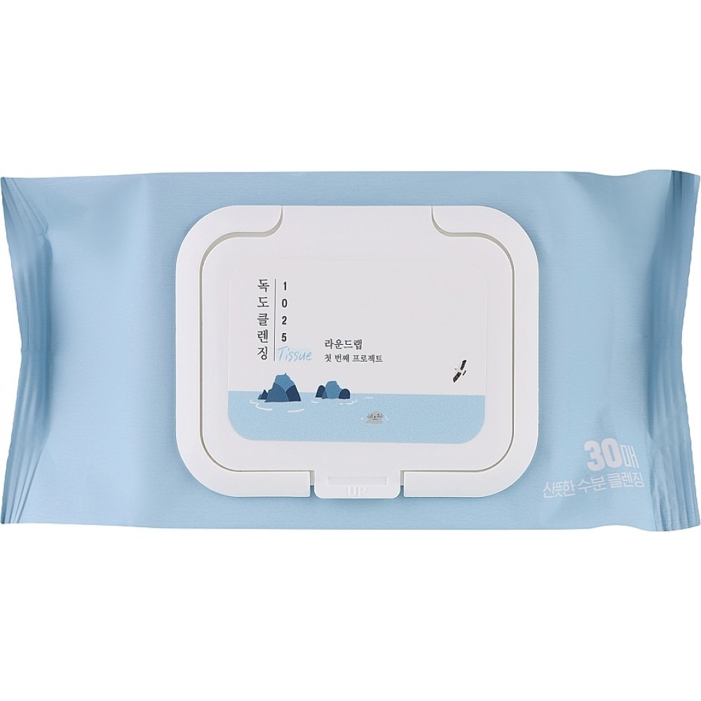 Очищающие салфетки для снятия макияжа Round Lab 1025 Dokdo Cleansing Tissue 30шт Очищающие салфетки для снятия макияжа Round Lab 1025 Dokdo Cleansing Tissue 30шт