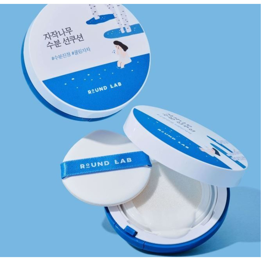 Солнцезащитный кушон с берёзовым соком Round Lab Birch Juice Moisturizing Sun Cushion SPF50+ PA++++