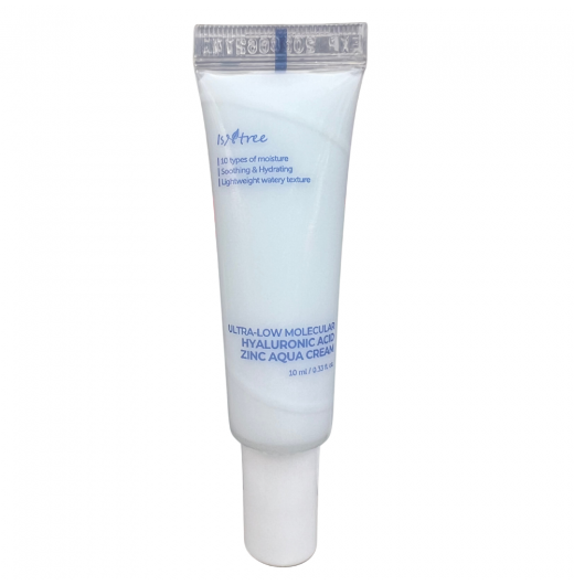 Увлажняющий аква-крем для сужения пор IsNtree Ultra-low Molecular Hyaluronic Acid Zinc Aqua Cream, 10мл
