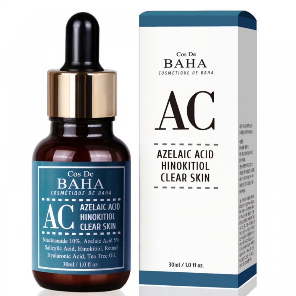 Cыворотка против акне Cos De Baha AC Azelaic Acid Hinokitiol Clear Skin Serum, 30мл