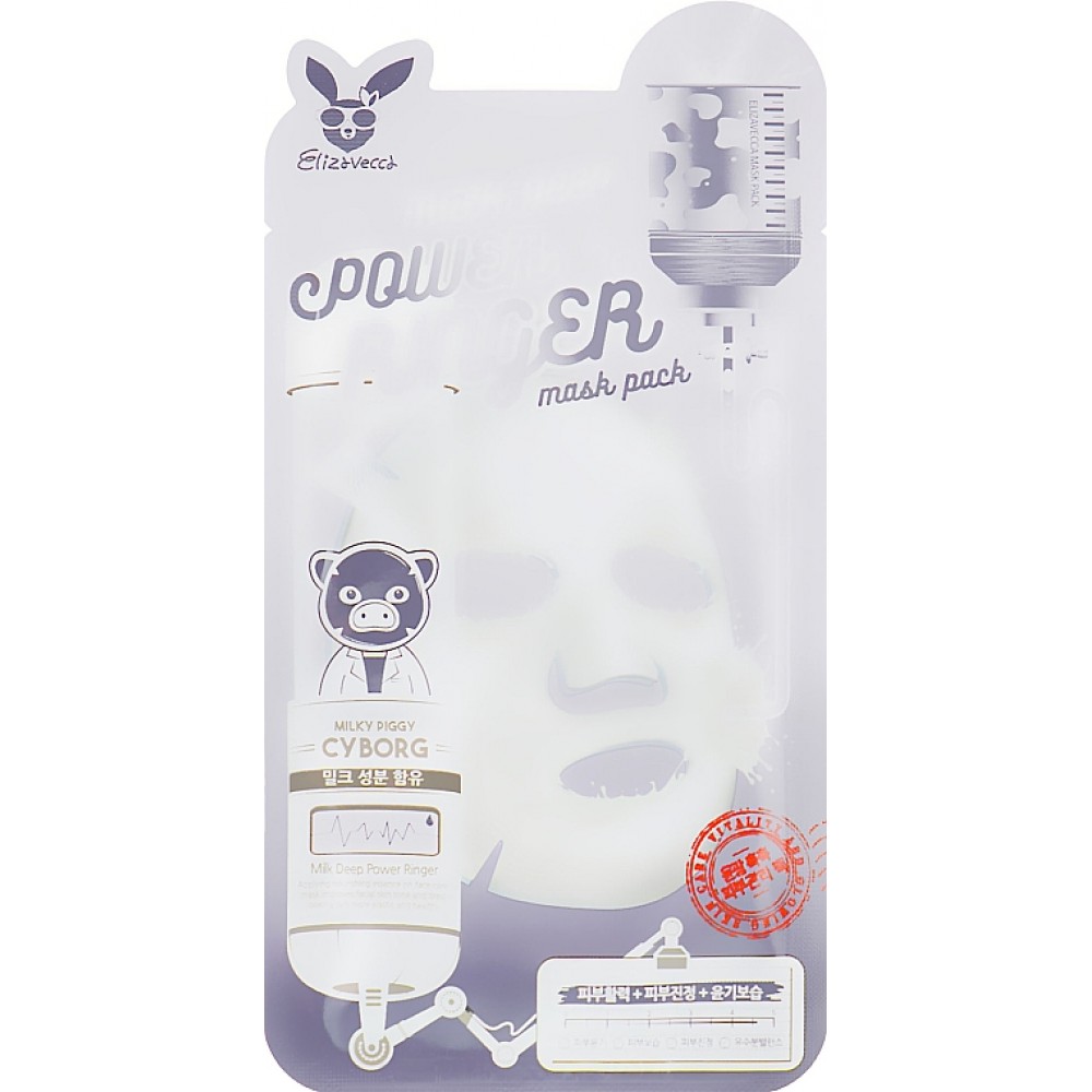 Тканевая маска для лица с молочными протеинами Elizavecca Milk Deep Power Ringer Mask Pack