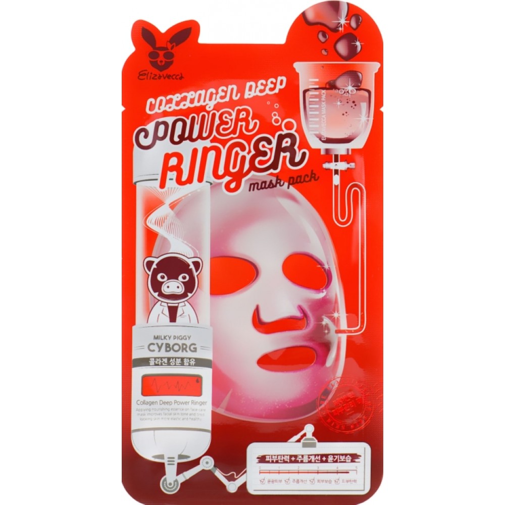 Тканевая маска с коллагеном Elizavecca Collagen Deep Power Ringer Mask Pack