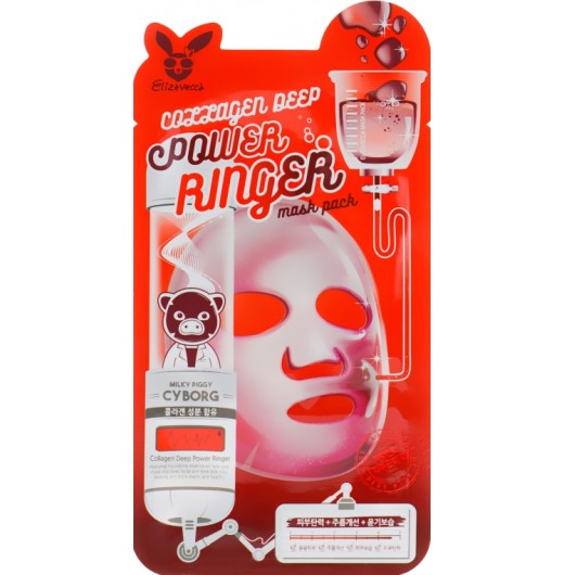 Тканевая маска с коллагеном Elizavecca Collagen Deep Power Ringer Mask Pack