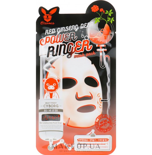 Тканевая маска для лица с экстрактом красного женьшеня Elizavecca Red Ginseng Deep Power Ringer Mask