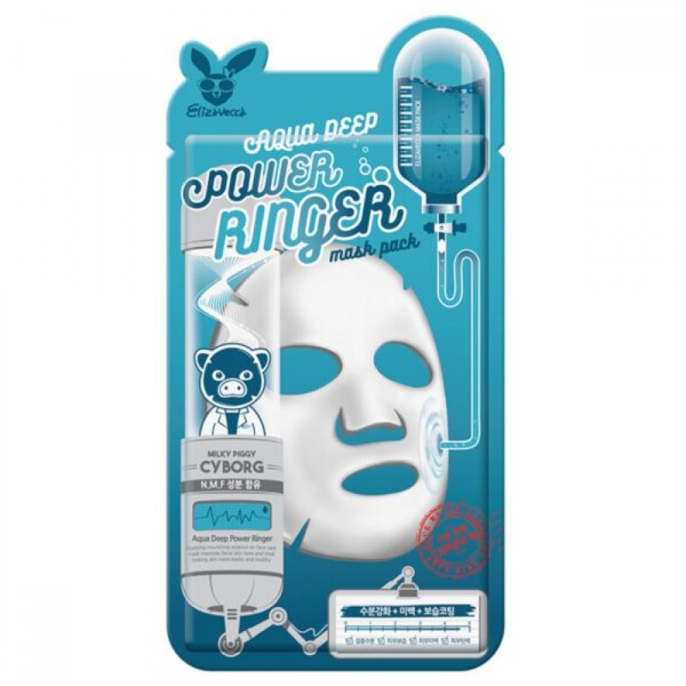 Тканевая маска для лица с гиалуроновой кислотой Elizavecca Aqua Deep Power Ringer Mask Pack