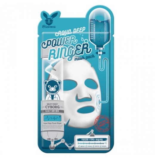 Тканевая маска для лица с гиалуроновой кислотой Elizavecca Aqua Deep Power Ringer Mask Pack