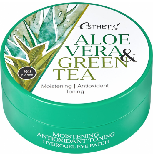 Патчи для глаз с алоэ вера и зеленым чаем ESTHETIC HOUSE Aloe Vera & Green Tea Hydrogel Eye Patch, 60 шт.