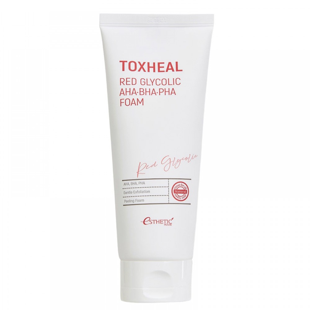 Пенка для умывания с AHA-BHA-PHA кислотами, ESTHETIC HOUSE TOXHEAL RED GLYCOLIC AHA, BHA, PHA FOAM, 150 мл