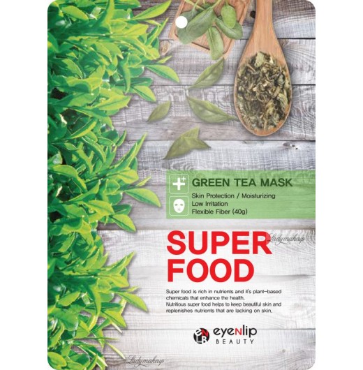Тканевая маска для лица с экстрактом зеленого чая Eyenlip Super Food Green Tea Mask