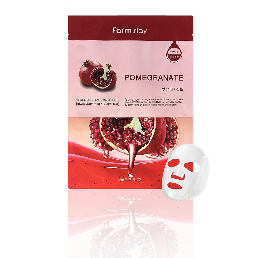 Тканевая маска для лица омолаживающая FarmStay Visible Difference Pomegranate Mask Pack