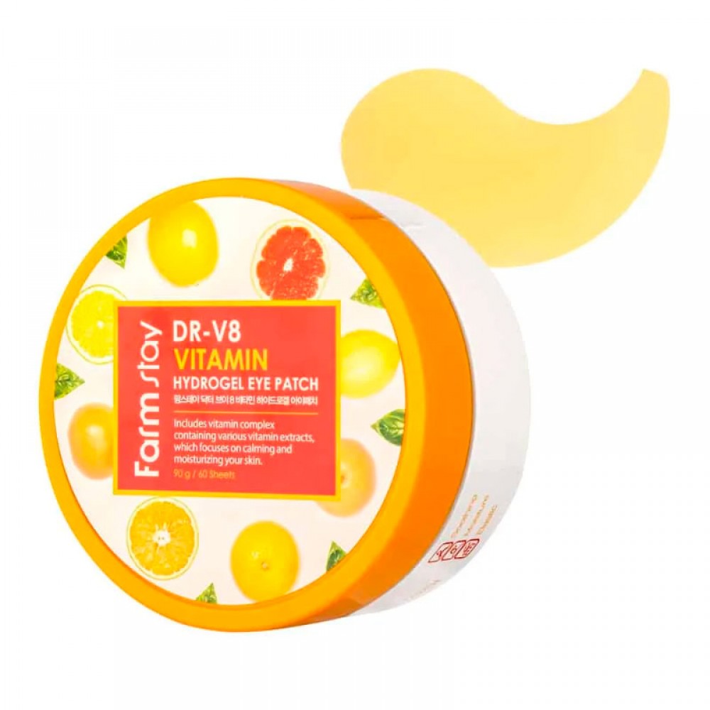 Витаминные гидрогелевые патчи для области вокруг глаз FarmStay DR-V8 Vitamin Hydrogel Eye Patch