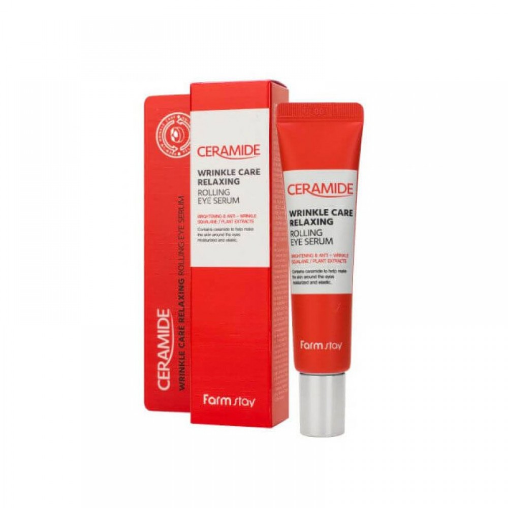 Сыворотка-роллер с керамидами для кожи вокруг глаз FARMSTAY Ceramide Wrinkle Care Relaxing Rolling Eye Serum
