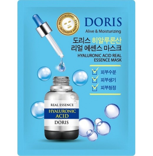 Тканевая маска для лица с гиалуроновой кислотой Jigott Doris Hyaluronic ACID Real Essence