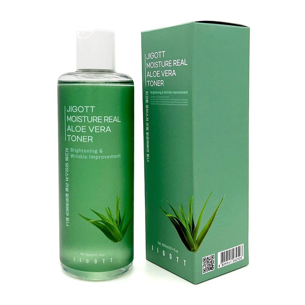 Тонер для лица увлажняющий с экстрактом алоэ Jigott Moisture Real Aloe Vera Toner, 300мл