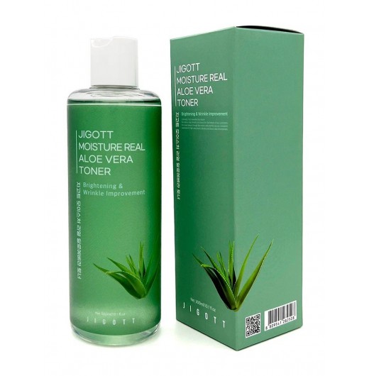 Тонер для лица увлажняющий с экстрактом алоэ Jigott Moisture Real Aloe Vera Toner, 300мл