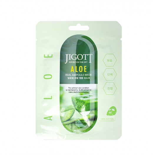 Тканевая маска  с экстрактом алоэ JIGOTT ALOE REAL AMPOULE MASK