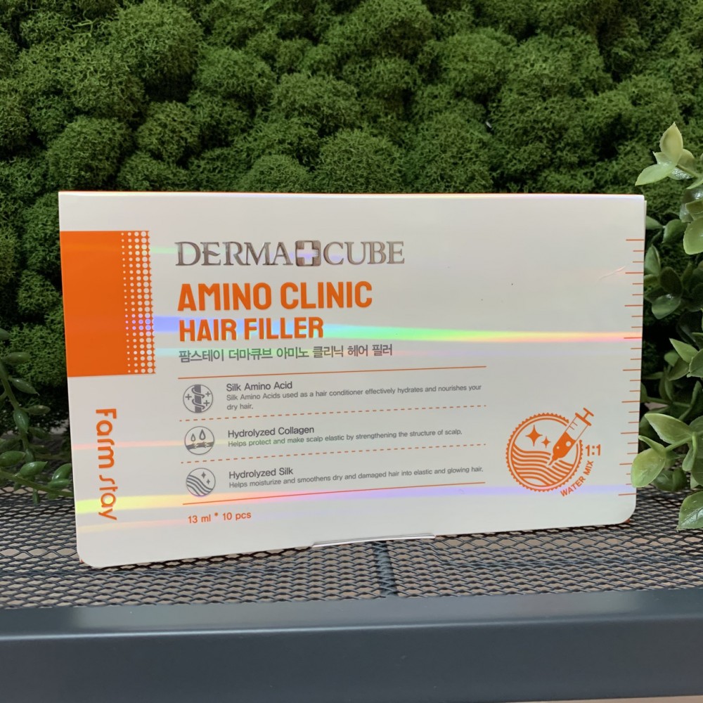 Увлажняющий филлер для волос с аминокислотой шелка FarmStay Dermacube Amino Clinic Hair Filler
