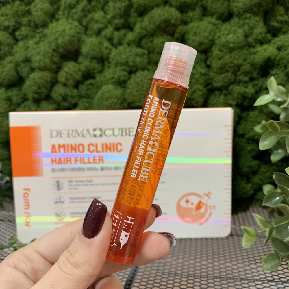 Увлажняющий филлер для волос с аминокислотой шелка FarmStay Dermacube Amino Clinic Hair Filler