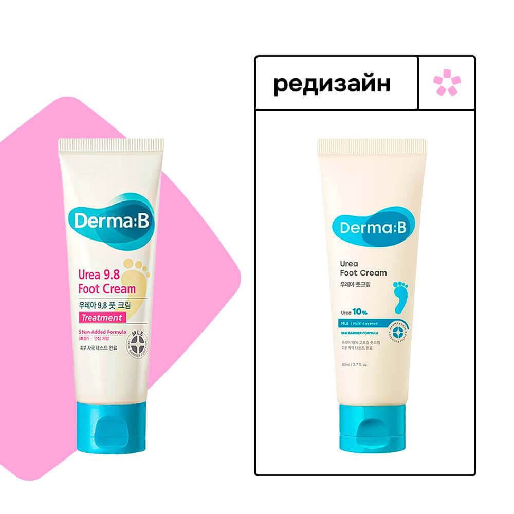 Смягчающий ламеллярный крем для ног с мочевиной Derma:B Urea Foot Cream