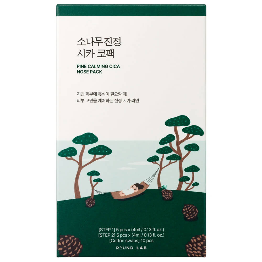 Локальная маска от чёрных точек Round Lab Pine Calming Cica Nose Pack 5шт