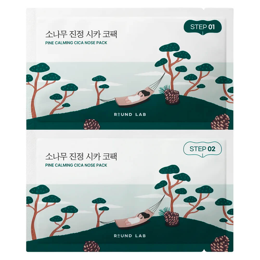 Локальная маска от чёрных точек Round Lab Pine Calming Cica Nose Pack 5шт