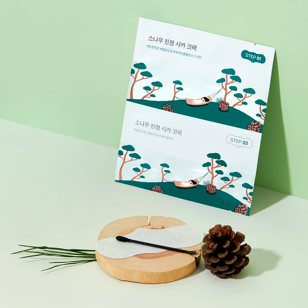 Локальная маска от чёрных точек Round Lab Pine Calming Cica Nose Pack 5шт