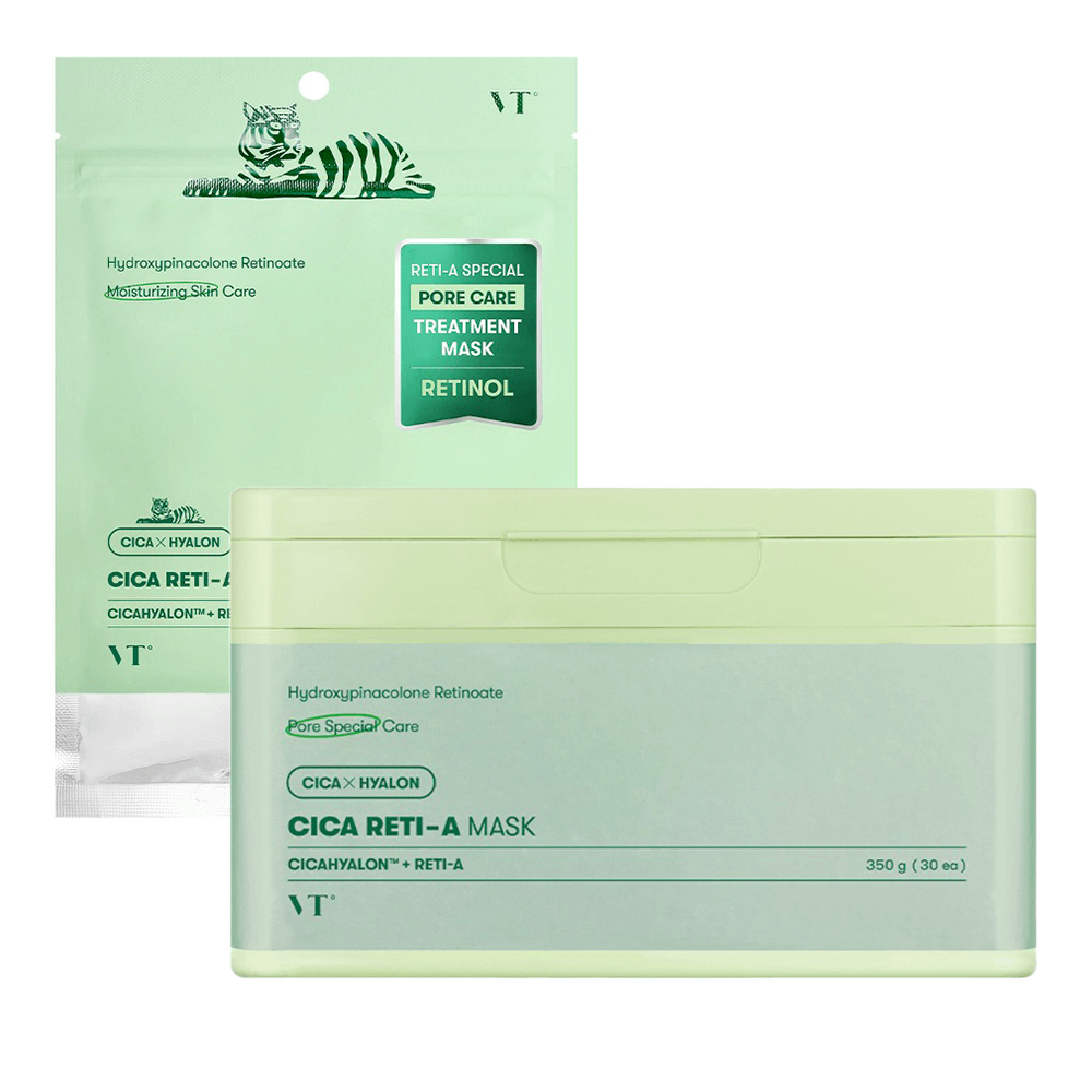Набор масок для сужения пор с ретинолом VT Cosmetics Cica Reti-A Mask 30 шт. Набор масок для сужения пор с ретинолом VT Cosmetics Cica Reti-A Mask 30 шт.