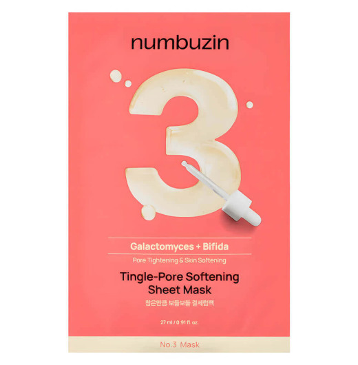 Выравнивающая маска с галактомисисом и пробиотиками numbuzin No.3 Tingle-pore Softening Sheet Mask