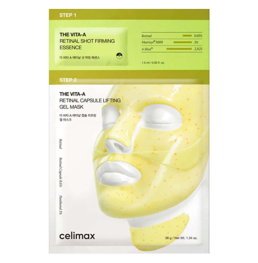 Двухступенчатый набор с ретиналем и микроиглами Celimax The Vita-A Retinal Shot 2-step Gel Mask