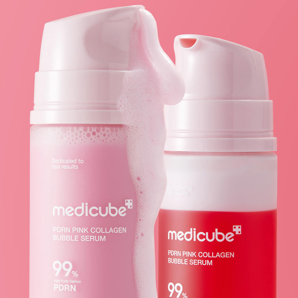 Пузырьковая сыворотка с коллагеном и ПДРН medicube PDRN Pink Collagen Bubble Serum