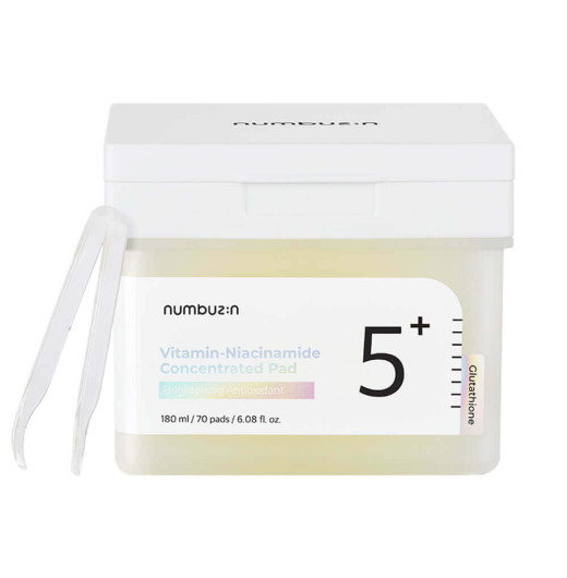 Осветляющие витаминные пэды с ниацинамидом numbuzin No.5 Vitamin-Niacinamide Concentrated Pad 180мл