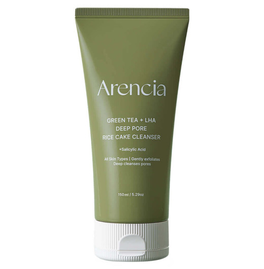 Очищающая пенка с кислотами Arencia Green Tea + LHA Deep Pore Rice Cake Cleanser