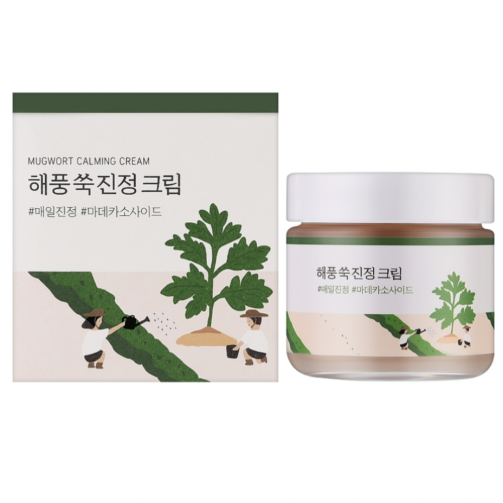 Крем для лица с экстрактом полыни Round Lab mugwort calming cream 80ml