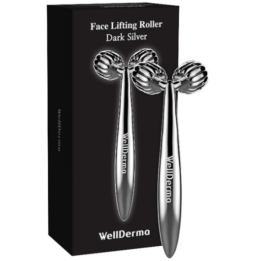 Роликовый массажёр для лица WellDerma Face Lifting Dark Silver Roller