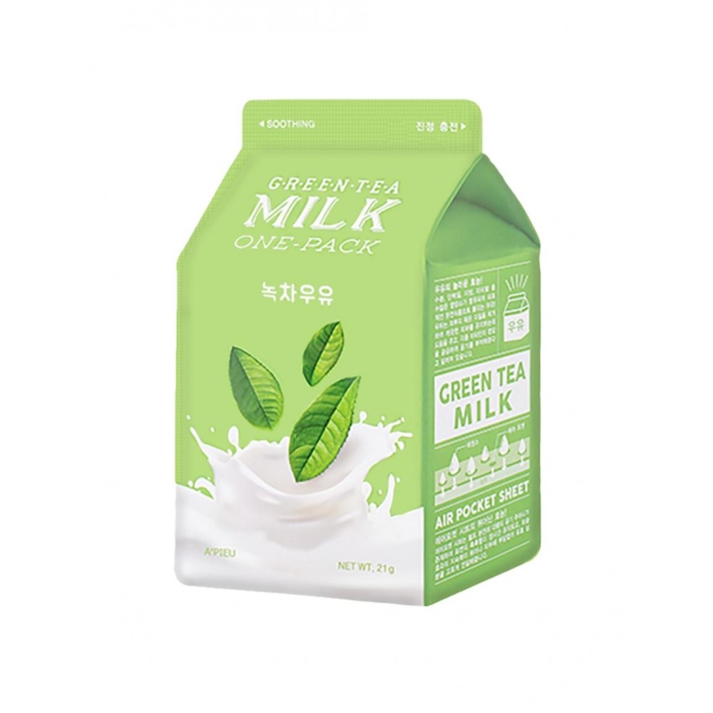 Тканевая маска с молочными протеинами и экстрактом зелёного чая A'Pieu Green Tea Milk One-Pack