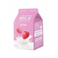Тканевая маска для лица с молочными протеинами и экстрактом клубники A'PIEU Milk One Pack strawberry
